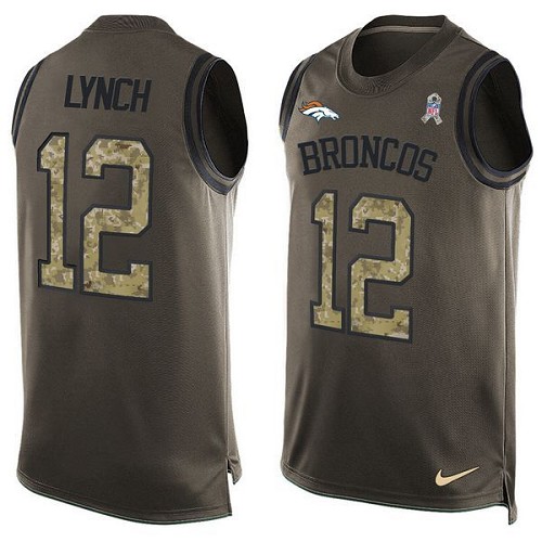 Men's Nike Denver Broncos #12 Paxton Lynch Limited Green Salute to Service Tank Top NFL Jersey