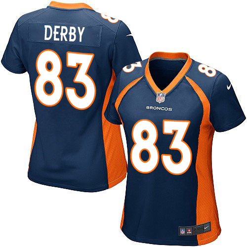 Women's Nike Denver Broncos #83 A.J. Derby Game Navy Blue Alternate NFL Jersey