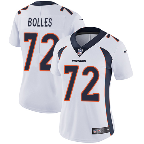Women's Nike Denver Broncos #72 Garett Bolles White Vapor Untouchable Elite Player NFL Jersey