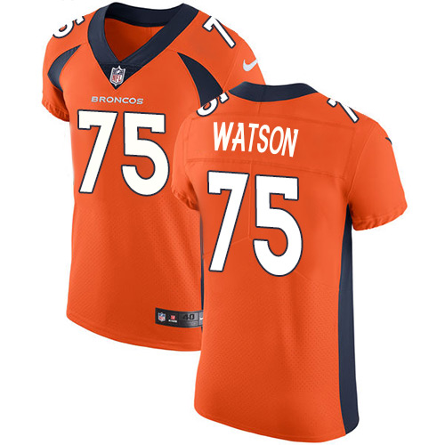 Men's Nike Denver Broncos #75 Menelik Watson Orange Team Color Vapor Untouchable Elite Player NFL Jersey