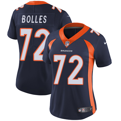 Women's Nike Denver Broncos #72 Garett Bolles Navy Blue Alternate Vapor Untouchable Limited Player NFL Jersey