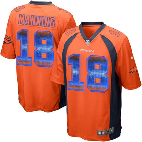 Men's Nike Denver Broncos #18 Peyton Manning Limited Orange Strobe NFL Jersey