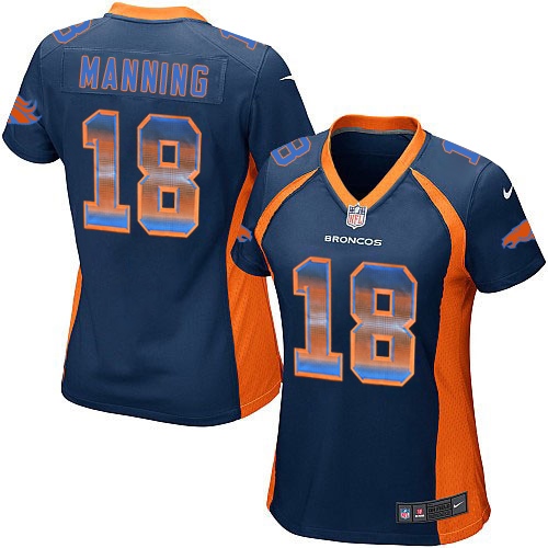 Women's Nike Denver Broncos #18 Peyton Manning Limited Navy Blue Strobe NFL Jersey