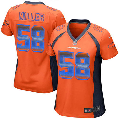 Women's Nike Denver Broncos #58 Von Miller Limited Orange Strobe NFL Jersey