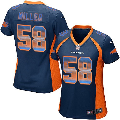 Women's Nike Denver Broncos #58 Von Miller Limited Navy Blue Strobe NFL Jersey