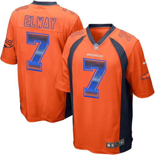 Men's Nike Denver Broncos #7 John Elway Limited Orange Strobe NFL Jersey