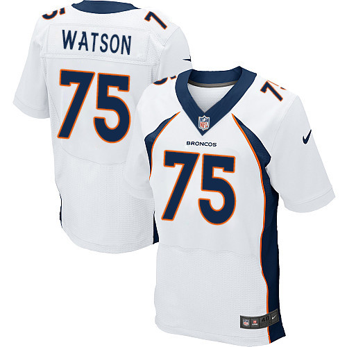 Men's Nike Denver Broncos #75 Menelik Watson Elite White NFL Jersey