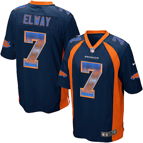Men's Nike Denver Broncos #7 John Elway Limited Navy Blue Strobe NFL Jersey