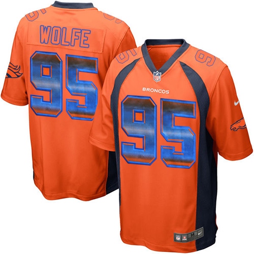 Men's Nike Denver Broncos #95 Derek Wolfe Limited Orange Strobe NFL Jersey