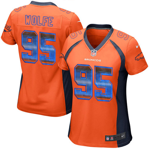 Women's Nike Denver Broncos #95 Derek Wolfe Limited Orange Strobe NFL Jersey