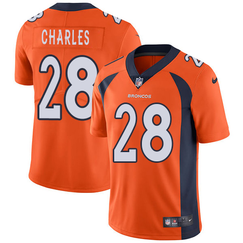 Men's Nike Denver Broncos #28 Jamaal Charles Orange Team Color Vapor Untouchable Limited Player NFL Jersey