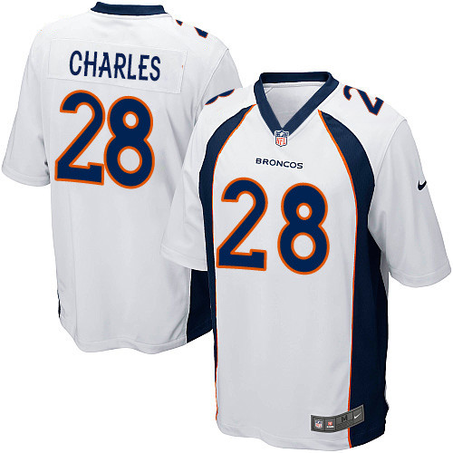 Men's Nike Denver Broncos #28 Jamaal Charles Game White NFL Jersey