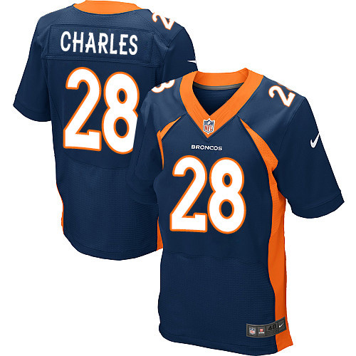 Men's Nike Denver Broncos #28 Jamaal Charles Elite Navy Blue Alternate NFL Jersey