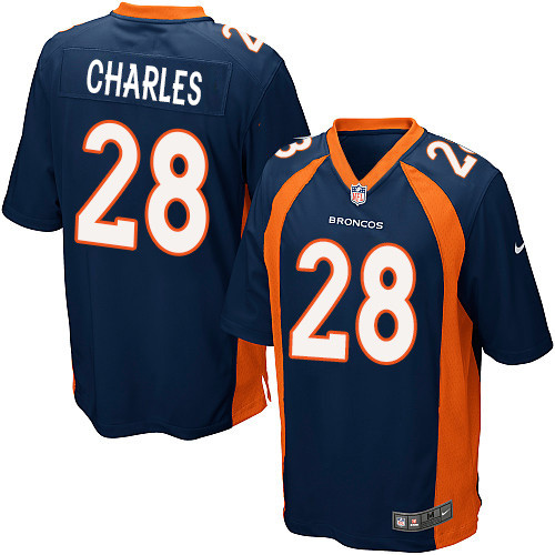 Men's Nike Denver Broncos #28 Jamaal Charles Game Navy Blue Alternate NFL Jersey
