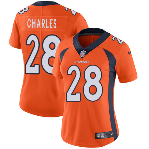 Women's Nike Denver Broncos #28 Jamaal Charles Orange Team Color Vapor Untouchable Elite Player NFL Jersey