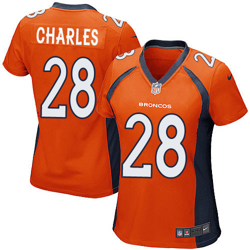 Women's Nike Denver Broncos #28 Jamaal Charles Game Orange Team Color NFL Jersey