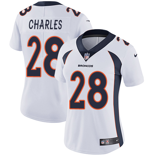 Women's Nike Denver Broncos #28 Jamaal Charles White Vapor Untouchable Elite Player NFL Jersey