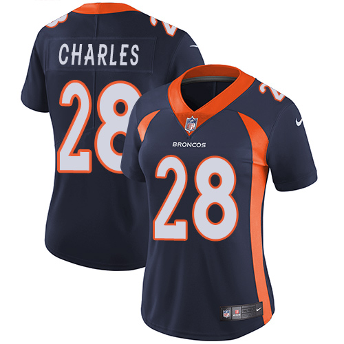 Women's Nike Denver Broncos #28 Jamaal Charles Navy Blue Alternate Vapor Untouchable Elite Player NFL Jersey