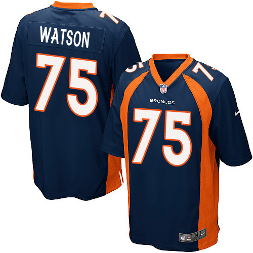 Men's Nike Denver Broncos #75 Menelik Watson Game Navy Blue Alternate NFL Jersey