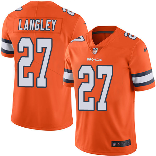 Men's Nike Denver Broncos #27 Brendan Langley Limited Orange Rush Vapor Untouchable NFL Jersey