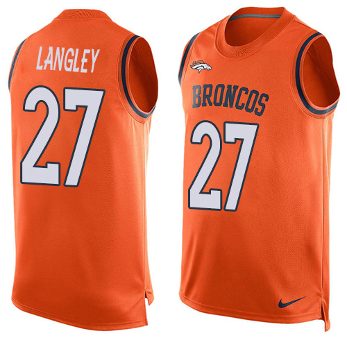 Men's Nike Denver Broncos #27 Brendan Langley Limited Orange Player Name & Number Tank Top NFL Jersey