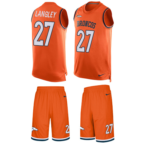 Men's Nike Denver Broncos #27 Brendan Langley Limited Orange Tank Top Suit NFL Jersey