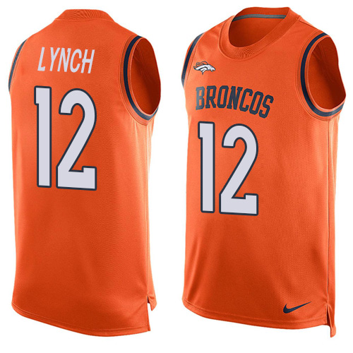 Men's Nike Denver Broncos #12 Paxton Lynch Limited Orange Player Name & Number Tank Top NFL Jersey
