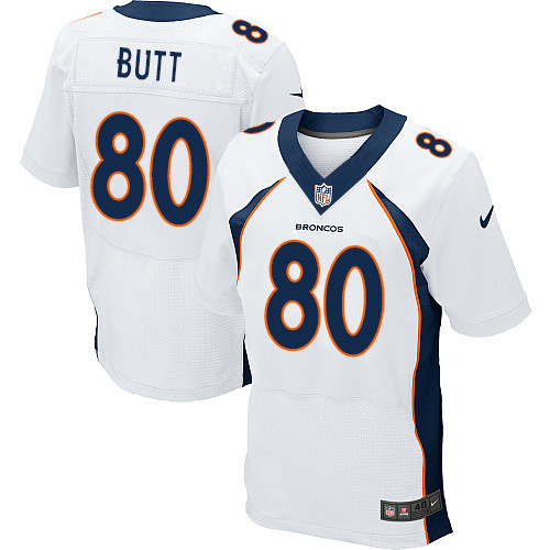 Men's Nike Denver Broncos #80 Jake Butt Elite White NFL Jersey
