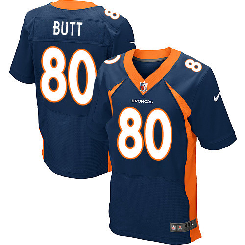 Men's Nike Denver Broncos #80 Jake Butt Elite Navy Blue Alternate NFL Jersey