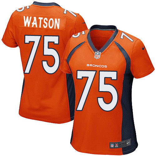 Women's Nike Denver Broncos #75 Menelik Watson Game Orange Team Color NFL Jersey