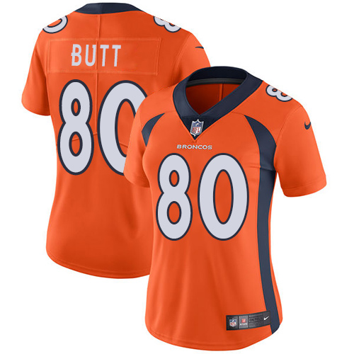 Women's Nike Denver Broncos #80 Jake Butt Orange Team Color Vapor Untouchable Limited Player NFL Jersey