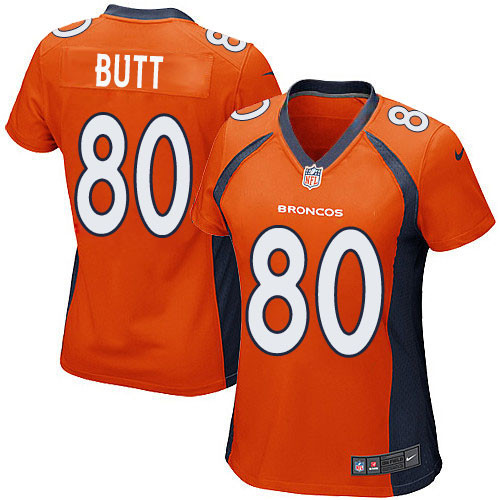 Women's Nike Denver Broncos #80 Jake Butt Game Orange Team Color NFL Jersey
