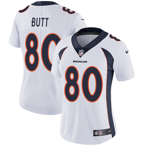 Women's Nike Denver Broncos #80 Jake Butt White Vapor Untouchable Limited Player NFL Jersey