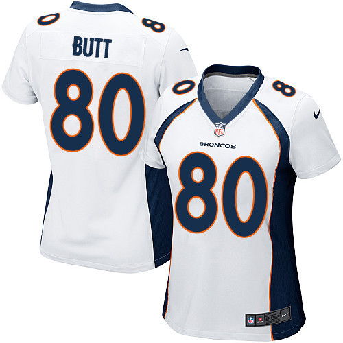 Women's Nike Denver Broncos #80 Jake Butt Game White NFL Jersey