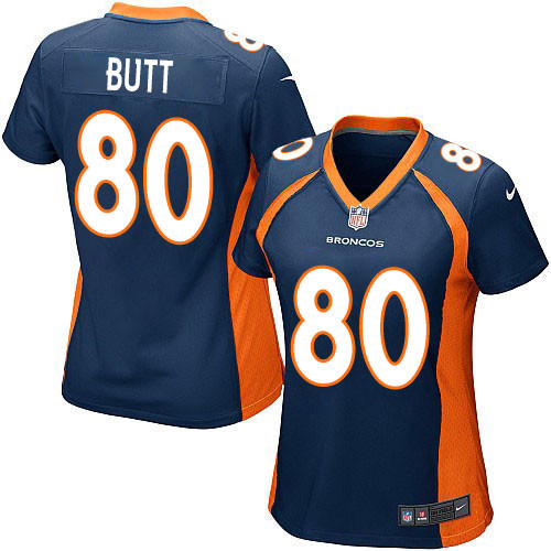 Women's Nike Denver Broncos #80 Jake Butt Game Navy Blue Alternate NFL Jersey