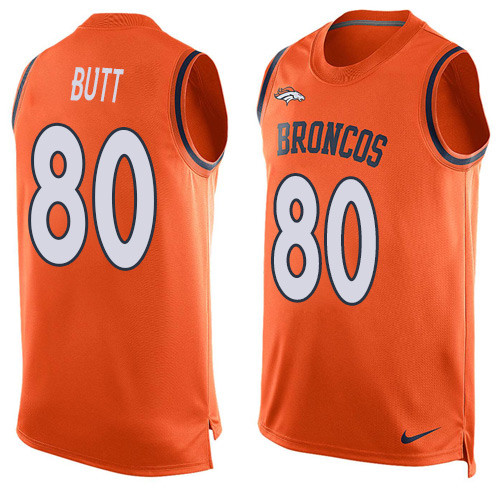 Men's Nike Denver Broncos #80 Jake Butt Limited Orange Player Name & Number Tank Top NFL Jersey