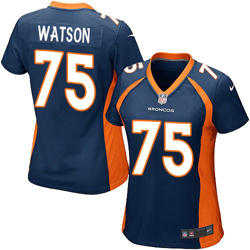 Women's Nike Denver Broncos #75 Menelik Watson Game Navy Blue Alternate NFL Jersey