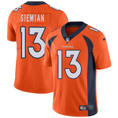 Men's Nike Denver Broncos #13 Trevor Siemian Orange Team Color Vapor Untouchable Limited Player NFL Jersey