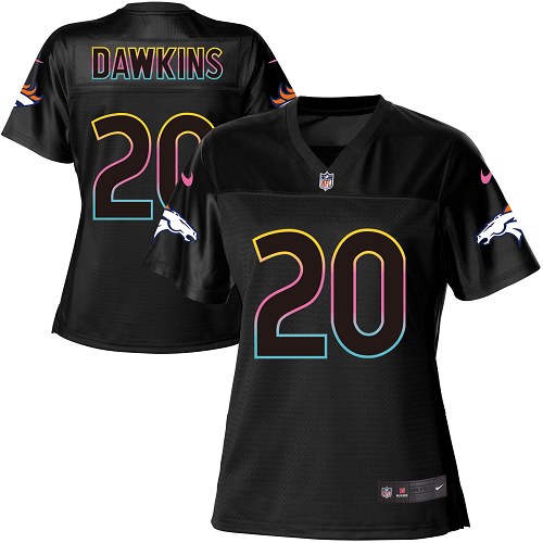 Women's Nike Denver Broncos #20 Brian Dawkins Game Black Fashion NFL Jersey
