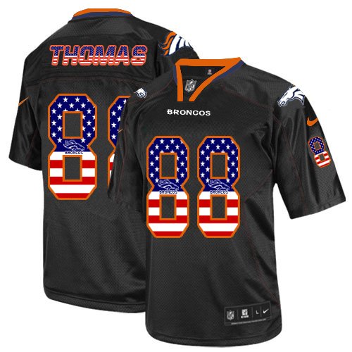 Men's Nike Denver Broncos #88 Demaryius Thomas Elite Black USA Flag Fashion NFL Jersey