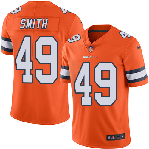 Men's Nike Denver Broncos #49 Dennis Smith Limited Orange Rush Vapor Untouchable NFL Jersey