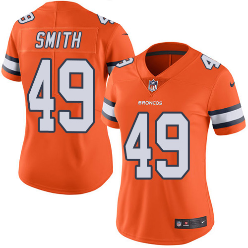 Women's Nike Denver Broncos #49 Dennis Smith Elite Orange Rush Vapor Untouchable NFL Jersey