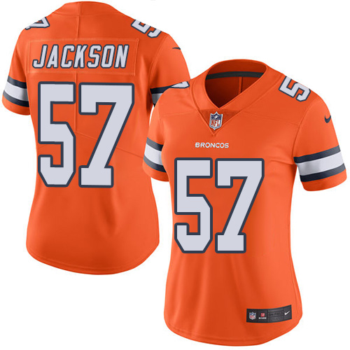 Women's Nike Denver Broncos #57 Tom Jackson Elite Orange Rush Vapor Untouchable NFL Jersey