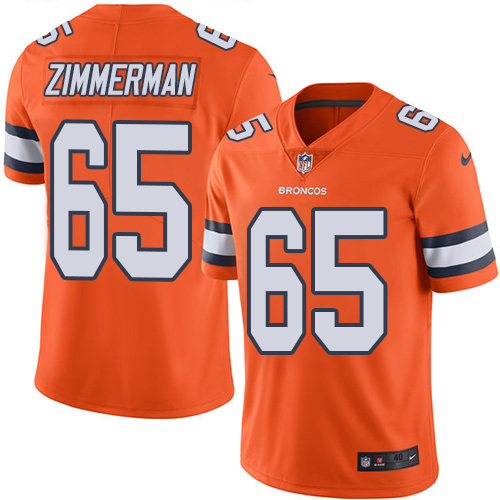 Men's Nike Denver Broncos #65 Gary Zimmerman Elite Orange Rush Vapor Untouchable NFL Jersey