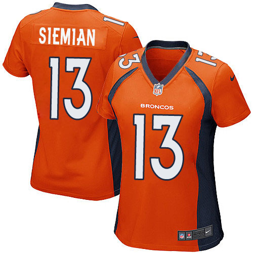 Women's Nike Denver Broncos #13 Trevor Siemian Game Orange Team Color NFL Jersey
