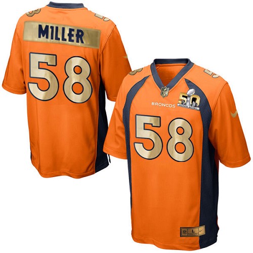 Men's Nike Denver Broncos #58 Von Miller Game Orange Super Bowl 50 Collection NFL Jersey