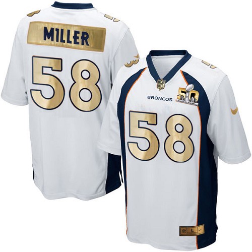 Men's Nike Denver Broncos #58 Von Miller Game White Super Bowl 50 Collection NFL Jersey
