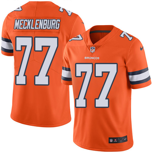 Men's Nike Denver Broncos #77 Karl Mecklenburg Limited Orange Rush Vapor Untouchable NFL Jersey