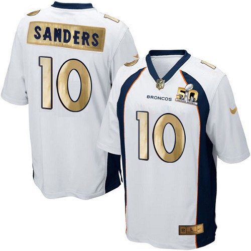 Men's Nike Denver Broncos #10 Emmanuel Sanders Game White Super Bowl 50 Collection NFL Jersey