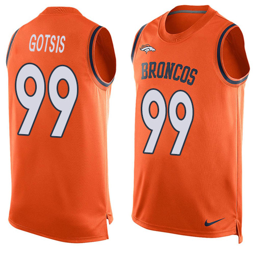 Men's Nike Denver Broncos #99 Adam Gotsis Limited Orange Player Name & Number Tank Top NFL Jersey